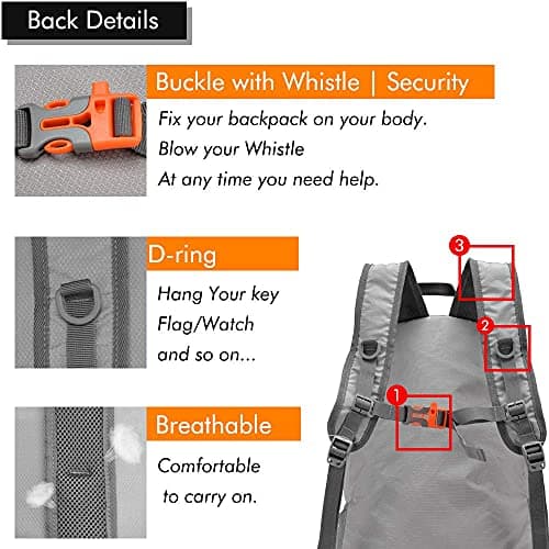 MAXTOP 40L Backpack Ultra Lightweight Packable Foldable Rucksack Water Resistent For Men Women Kids Outdoor Camping Hiking Travel Daypack Handy Durable Gifts For Men Women — view 5