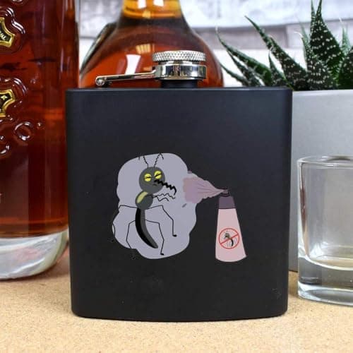 Azeeda 'Bug with Spray' Pocket Hip Flask - 6oz (HP00037747) — view 2