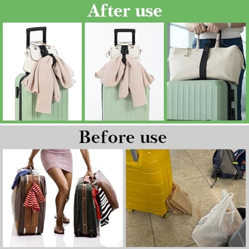Adjustable Luggage Straps Suitcase Belt for Add a Bag, Lightweight Easy Elastic Wrap Belts for Attaching Extra Bags, Luggage Straps Bag Bungee, Travel Accessories(Black) — view 6