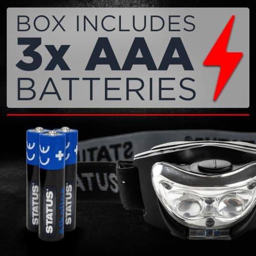 Status LED Head Lamp | Multi-Purpose Black Head Torch - Pack of 3-3xAAA Batteries (Included) | Running, Camping | Infrared and White Light | S3LEDHL1PKB6 — view 5