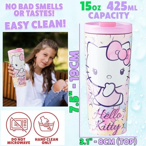 Get Trend Hello Kitty Sanrio Insulated Travel Mug, 425 ml/15oz Tumbler, Stainless Steel Flask for Hot & Cold Drinks, Metal Water Bottle & Coffee Cup (Multi Hello Kitty) — view 6
