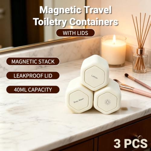 Denash 3 Pcs Magnetic Travel Capsules, 40ml Capacity — view 2