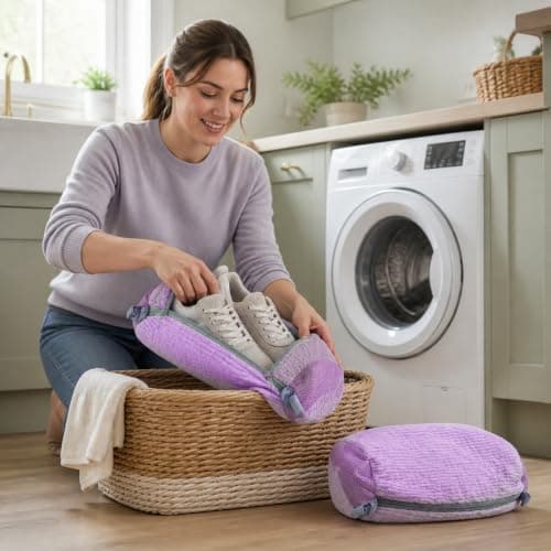 2-Pack Shoe Washing Bag Set, Purple Laundry Bags for Washing Machine — view 4