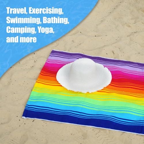 GEEZY Microfibre Beach Towel, Rainbow Design - Quick Drying, Lightweight, Sand-Free, Large & Durable, Summer Design - Beach Essentials for Travel, Holiday, Swimming, Sauna, Adults & Kids, 70x140cm — view 5