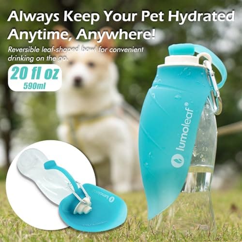 LumoLeaf Dog Water Bottle for Walking, Portable Pet Water Dispenser with Foldable Leaf Bowl – Lightweight Travel Bottle for Small & Medium Dogs, 590 ml — view 6
