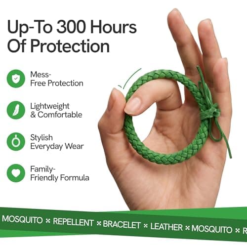 Anbar Leather Mosquito Repellent Bracelets for Adults and Kids, 12 Pack, Deet Free, All-Natural Anti-Mosquito, Tick, and Insect Essential Oils, 300-Hour Waterproof Outdoor Protection (Solid) — view 4