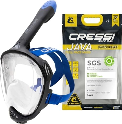 CRESSI since 1946 Java Adult Full Face Mask Compact Fit Black/Blue L/XL
