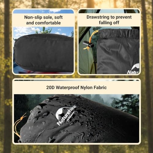 Naturehike White Goose Down Footwear Black Small EU 36-39 – Lightweight Thermal Down Foot Covers for Camping & Travel — view 6
