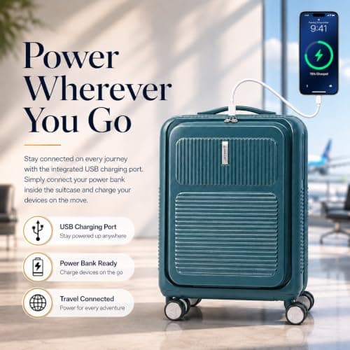 Aerolite 55x40x20 Expandable Cabin Suitcase with Front Laptop Compartment — view 6