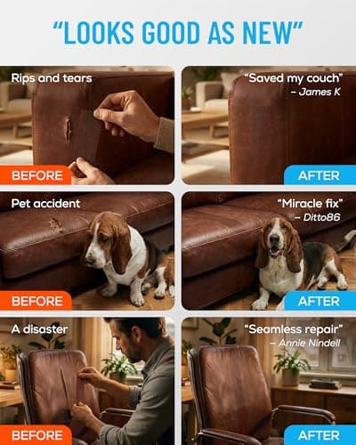MATCH 'N PATCH Leather Repair Tape - Brown (4.5 m x 5.7 cm roll) Self Adhesive Leather Patch with Printed Leather Pattern for Sofas, Chairs & Vinyl - Fix Rips & Scratches, Crafts & DIY — view 4