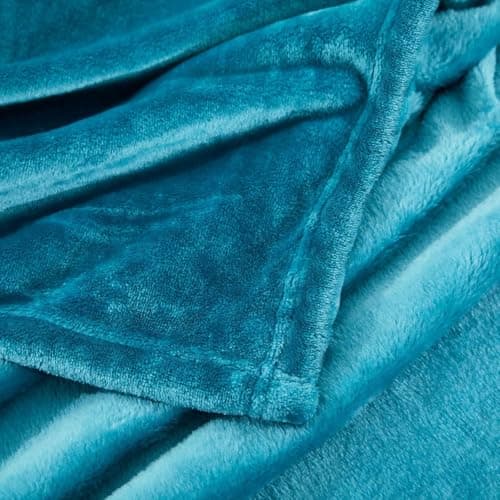 MOONLIGHT20015 Silk Touch Warm 2 Pack Fleece Blankets - 400 GSM Throws for Sofa Fluffy Blanket Bed Throw for Bedroom, Couch, Travel, Kids, Bedroom Accessories Teal, Twin/Double (150 X 200CM) — view 6