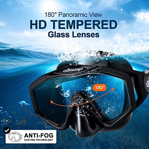 Snorkel Set for Adults, Anti-Fog Diving Mask with Dry Top Snorkel & Swim Fins, Wide View Scuba Flippers Snorkeling Gear for Men Women Youth Grey L — view 2