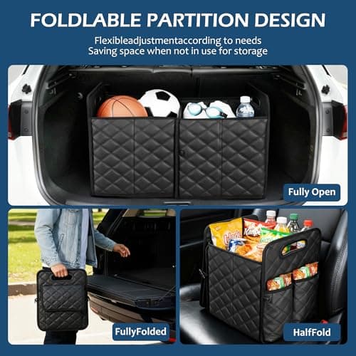 Einesin Car Trunk Organizer and Storage with 7 Pocket,for Women & Men, Collapsible Trunk Organizer for most Cars, 47L Multi-Compartment Car Trunk Organzier, Black (21.3 * 11.4 * 11.4 In) (55x30x35cm) — view 3