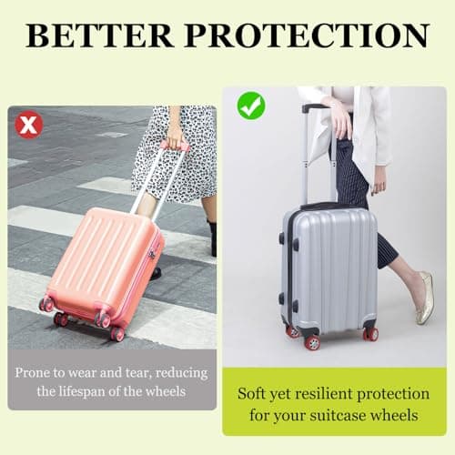 YELARXI 16 Pack Luggage Wheel Protection Cover, Wear Resistant Anti Noise Silicone Protector Cover for 1.8-2.2" Spinner Wheel for Suitcase Chairs Caster Travel, Burgundy — view 4