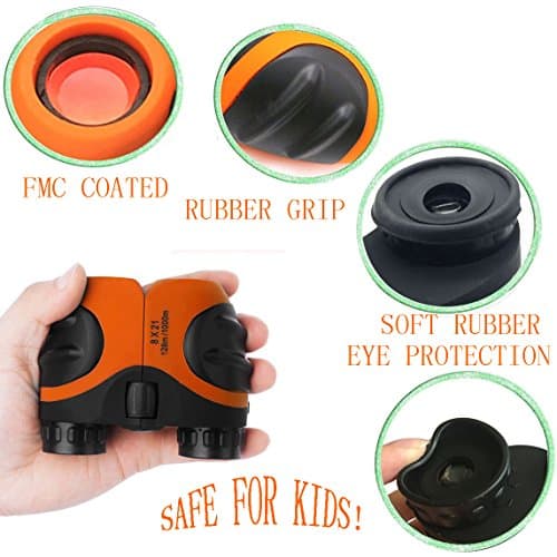 Best Toys for 4-9 Year Old Boys,JRD&BS WINL Toys Binoculars For Kids,8x21 Compact Telescope Boys Gifts 10 Years Old to Wildife and Theater,Gifts for Girl 8 Year Old(Orange) — view 3