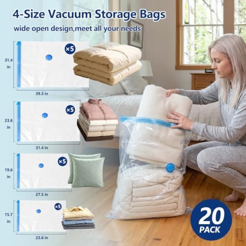 20 Pack Vacuum Storage Bags, 4 Sizes, Space Saver Bags for Clothes — view 2