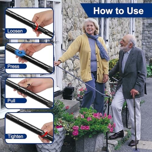 supregear Folding Walking Stick, Adjustable Height Foldable Collapsible Lightweight Portable Travel cane with Soft Handle, Walking Aid for Elderly Disabled Men Women, Black — view 6