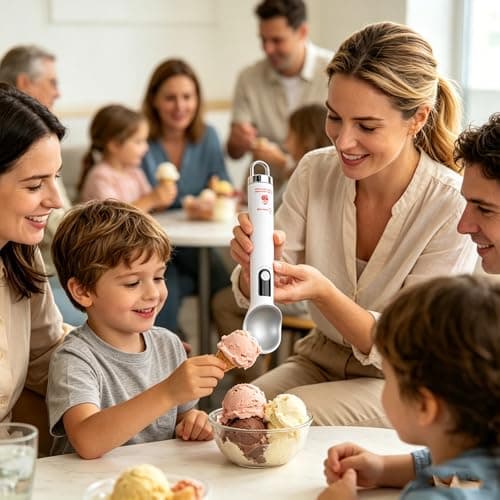 Modern Heated Ice Cream Tool with 70℃ Quick Heating and Not Stick Layer for Round Servings Battery Pack Cream Spoon — view 5