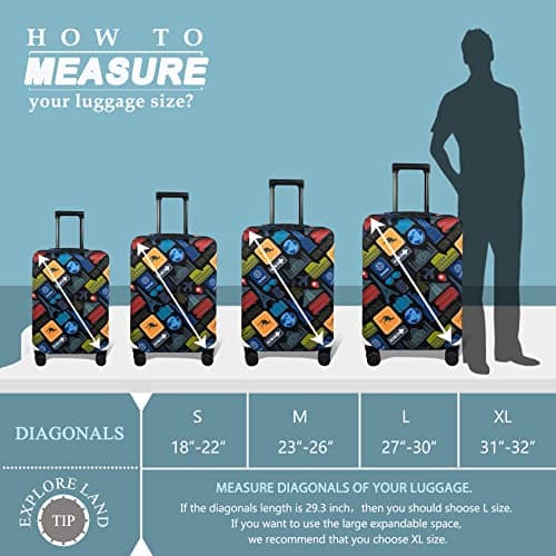 Explore Land Travel Luggage Cover Suitcase Protector Fits 27-30 Inch Luggage (Bon Voyage, L) — view 5