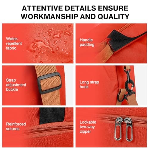 Vllcsla 32.2 L Sport Holdall Duffle Bag, 46x25x28 Mens Sports Gym Bag with Shoes Compartment, Wet Pocket, Overnight Bags Weekend Holdalls, Water Repellent, for Fitness, Training, Workout, Orange — view 5
