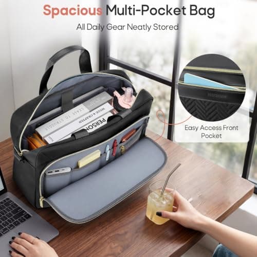 RAINSMORE 17.3 Inch Laptop Bag for Women Water Resistant Briefcase — view 3