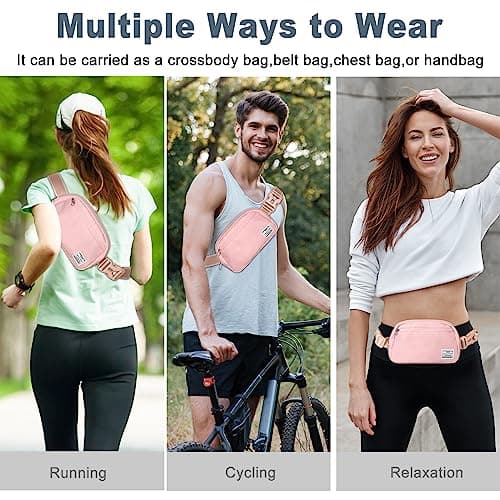 DMLuna Small Crossbody Bags for Women Trendy, Lightweight Waist Pack for Women & Men, Mini Belt Bag, Waist Bag with Adjustable Strap for Running Workout Traveling, Rose Gold — view 3