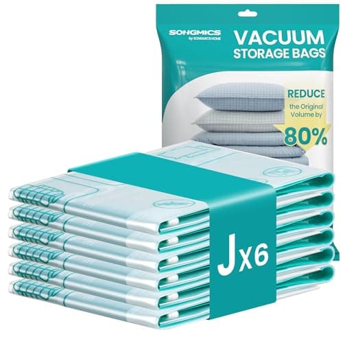 SONGMICS Vacuum Storage Bags, 6 Pack, Jumbo, Space Saver Reusable