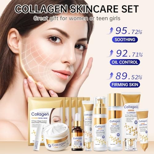 Collagen Skin Care Set, 13-In-1 Travel Skincare Kits for Firming Skin, Shrink Pores, Anti Aging Skincare Set for Reduce Wrinkles, Smooth Fine Lines, Hydrating, Facial Kits for Women & Girls. — view 6