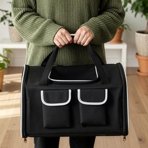 SUNNYNEST Cat Carrier, Airline-Approved Pet Travel Bag for Small Cats & Dogs up to 10 kg, Foldable Design with Lockable Zippers, Waterproof Base & Plush Cushion, 49×30×33 cm — view 5