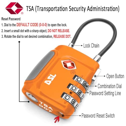 DSL TSA Approved 3 Digit Combination Luggage Lock, Pack of 2 — view 5