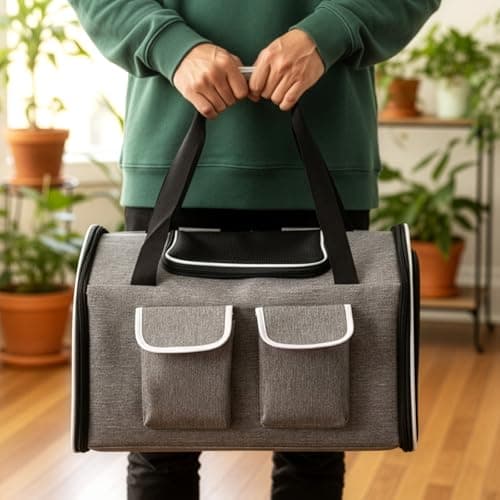 SUNNYNEST Cat Carrier, Airline-Approved Pet Travel Bag for Small Cats & Dogs up to 10 kg, Foldable Design with Lockable Zippers, Waterproof Base & Plush Cushion, 49×30×33 cm — view 5