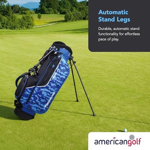 Benross Junior Aero Golf Stand Bag Age 9‑12 – Lightweight Kids Golf Bag with Stand, 4‑Way Divider, Dual Padded Straps & Rain Hood – Blue — view 3