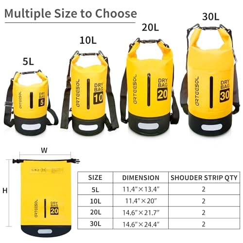 Blackace arteesol Waterproof Dry Bag 5L 10L 20L 30L Waterproof Bag with Long Adjustable Handle for Kayaking Boat Excursion Canoe/Fishing/Rafting/Swimming/Snowboarding — view 2