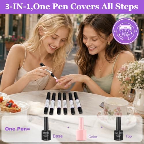 HOTUT 6PCS 3-in-1 Gel Nail Polish Pens Set, Quick Dry Nail Varnish Pens — view 4