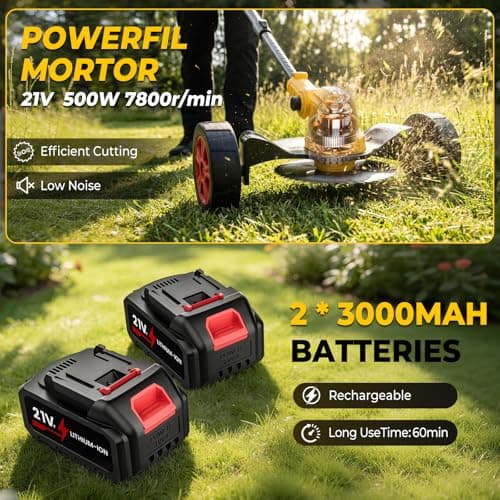 Hoemudy 3-in-1 Cordless Strimmer Grass Trimmer with Support Wheels — view 3