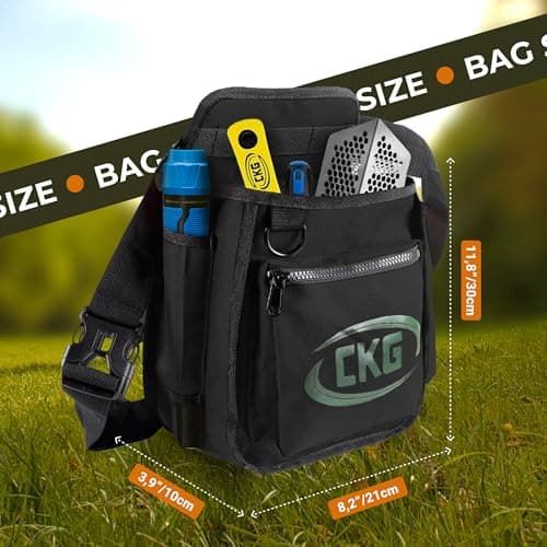 CKG Metal Detecting Finds Bag Waist Digger Pouch Tools Bag for Pinpointer, Metal Detecting Pouch Portable Multifunctional for Metal Detector Accessories, Black — view 3