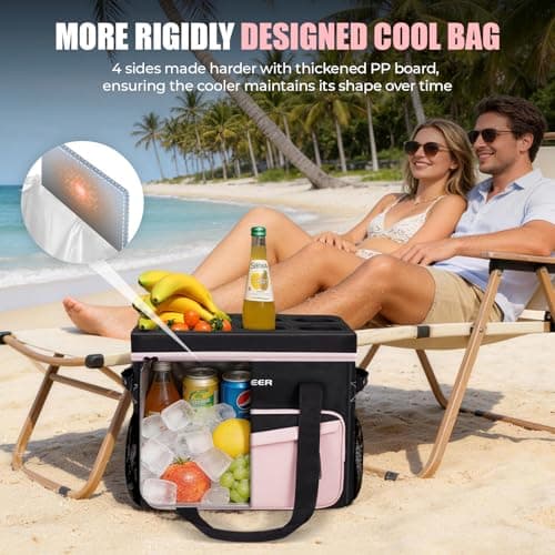 INSMEER Large Cool Bag 55 Cans 40L Foldable with Hard Top&Cup Holders — view 4