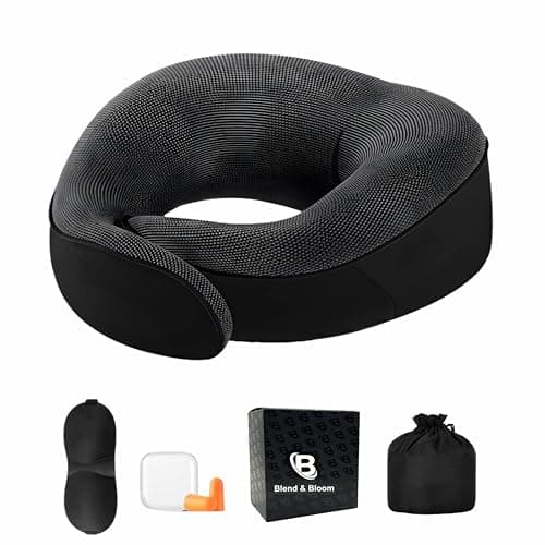 Blend & Bloom Travel Pillow for Airplane, Black