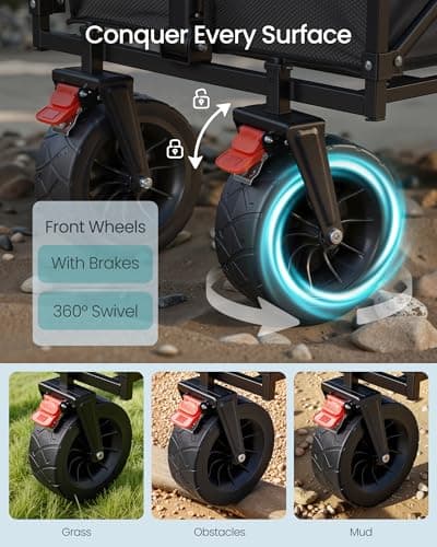 SONGMICS 200L Festival Trolley on Wheels, Foldable Camping Cart Wagon — view 6