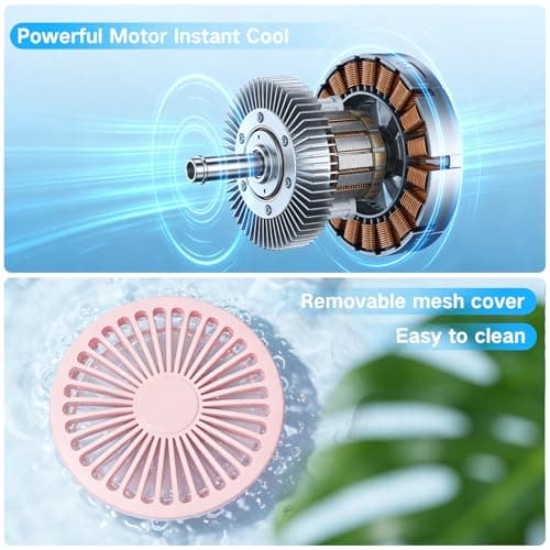 Handheld Fan, USB Rechargeable Portable Mini Hand Held Fan with 6 Speeds 4000mAh Battery Operated, Foldable Desk Small Fans with LED Display for Home Office Travel Outdoor Use, Summer Gift (Pink) — view 6