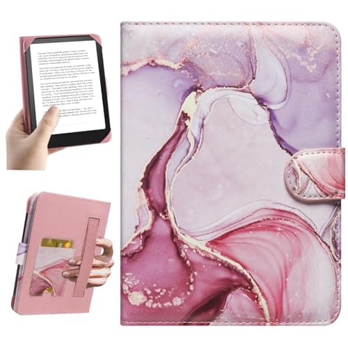 HoYiXi Universal Case for 6-inch Kindle eReader Compatible with Kobo/Voyaga/Pocketbook/Tolino E-book reader,6'' eReader Protective Cover with Built-in Card Slot,Black (Dali pink, 6 inch)