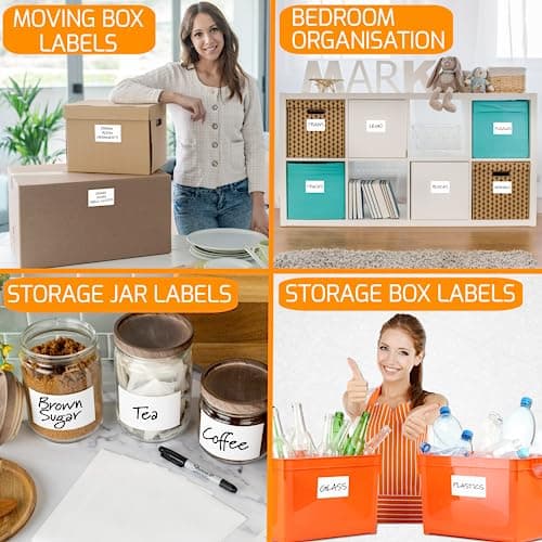 Innoveem Large Labels for Storage Boxes, 45 Pack Waterproof Sticky Labels — view 6