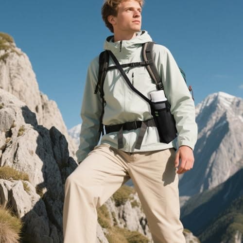 Aeaocvo 2 PCS Mesh Water Bottle Carrier with Shoulder Strap, Water Bottle Holder with Adjustable Strap Bottles Sling Bag for Hiking, Walking, Camping, Travel (Purple, Black) — view 5