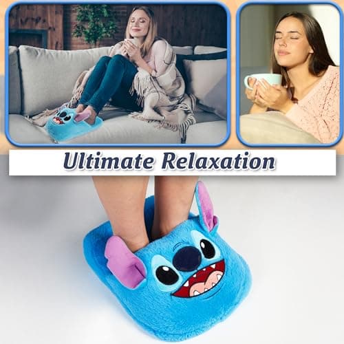 Disney Stitch Foot Warmer Women Teens UK 2-13.5, Non Electric Fleece Foot Muff, Heated Slipper, Non Slip, Arthritis Renauds Muscle Pain (Blue Stitch) — view 3