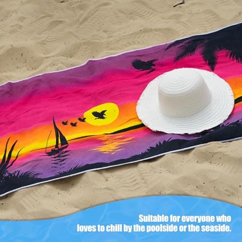GEEZY Microfibre Beach Towel, Birds Sunrise Design - Quick Drying, Lightweight, Sand-Free, Large & Durable, Summer Design - Beach Essentials for Travel, Holiday, Swimming, Sauna, Adults, 70x140cm — view 6