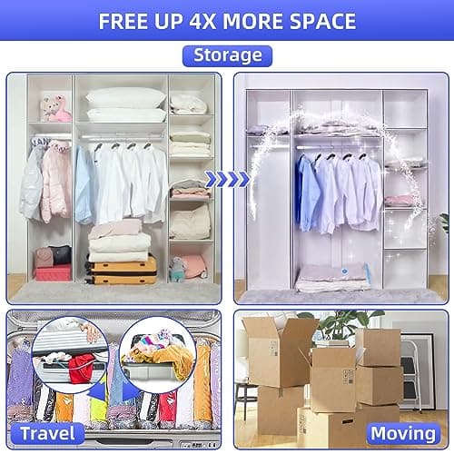 10 Pack Vacuum Storage Bags, Space Saver Bags with Hand Pump for Clothing, Organization, and Storage of Comforters, Pillows, Towels, Blankets, Bedding, Moving Supplies — view 3