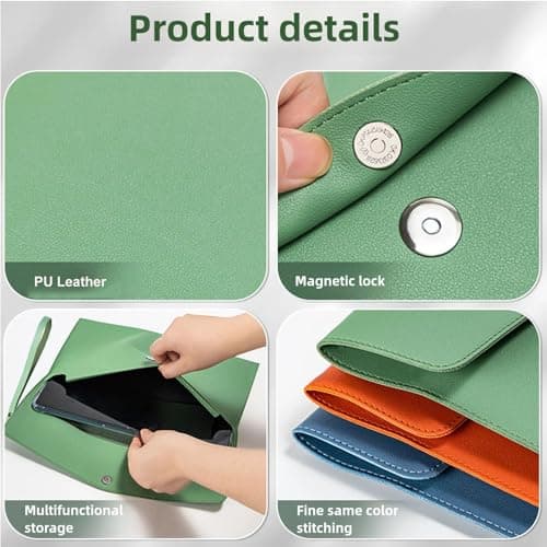 Oaygat 2 pack A4 Faux Leather Envelope Document Multifunction Travel Document Folders Stationery Organizer Folder Bag Portfolio File for Paper Letter File Folder with Snap Closure Stationery Organizer — view 5