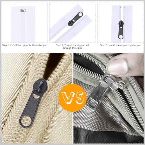 DOITEM 20Pcs Zipper Repair Kit Zippers Replacement 5# Zipper Pull Rescue Kit for Clothing Jackets Purses Luggage Backpacks — view 3