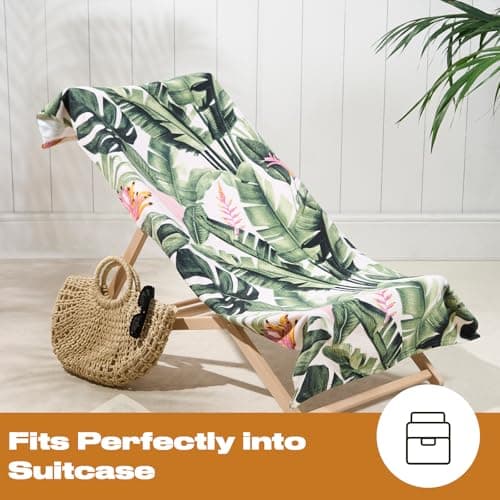 Dreamscene Beach Towel Green Tropical Print, Soft Quick-Dry Absorbent Large Microfibre Beach Towel for Adults & Kids Lightweight Swimming Towels For Summer Essentials, 71 x 152cm — view 5
