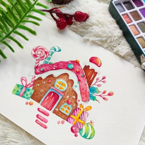 Artecho Watercolour Paint Set 50 Colors in Portable Box Including 4 Fluorescent Colors, Travel Watercolour Set with Water Colour Papers, Brushes and Other Tools, Idea for Artists and Hobbyists — view 6